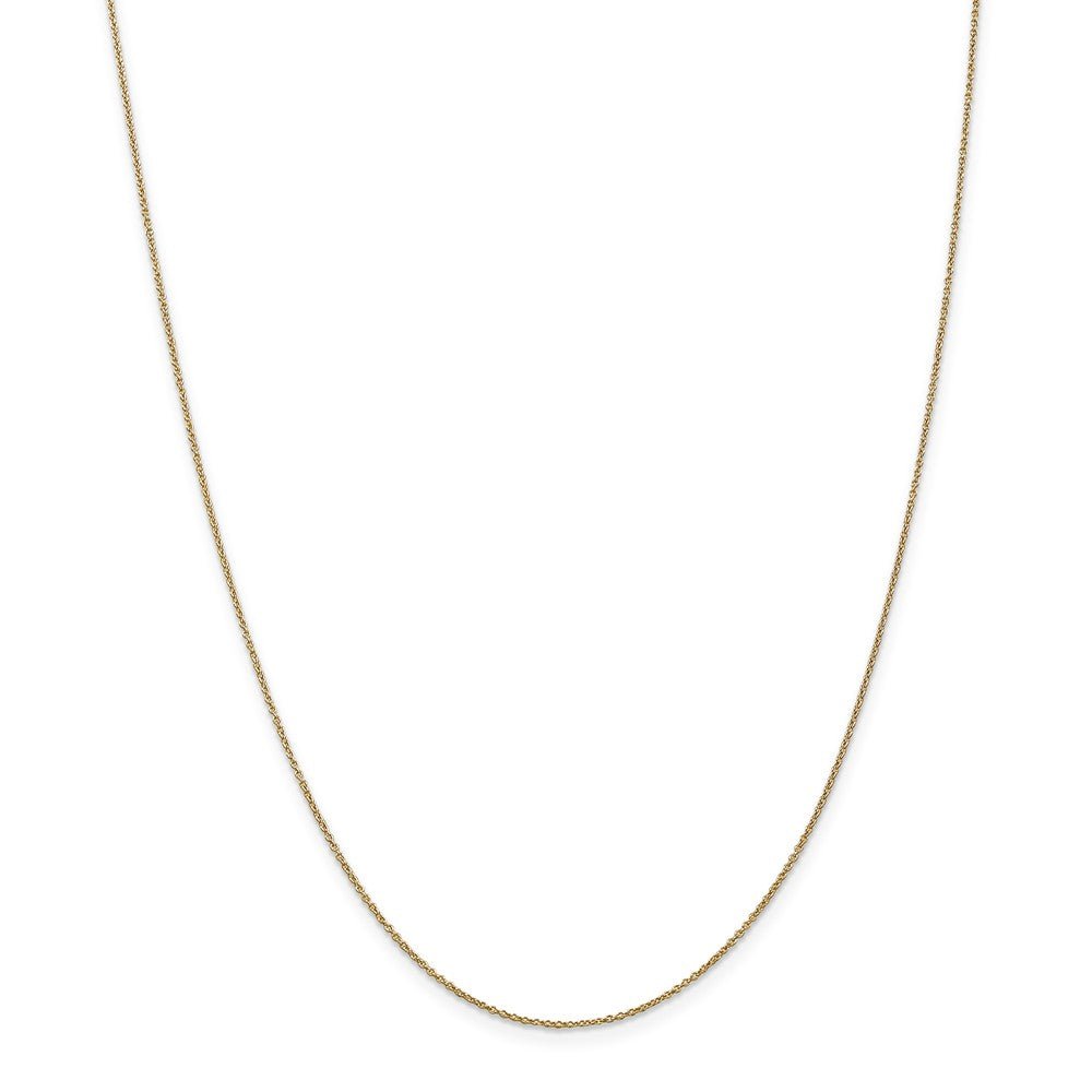 Alternate view of the 0.9mm 14k Yellow Gold Solid Round Cable Chain Necklace by The Black Bow Jewelry Co.