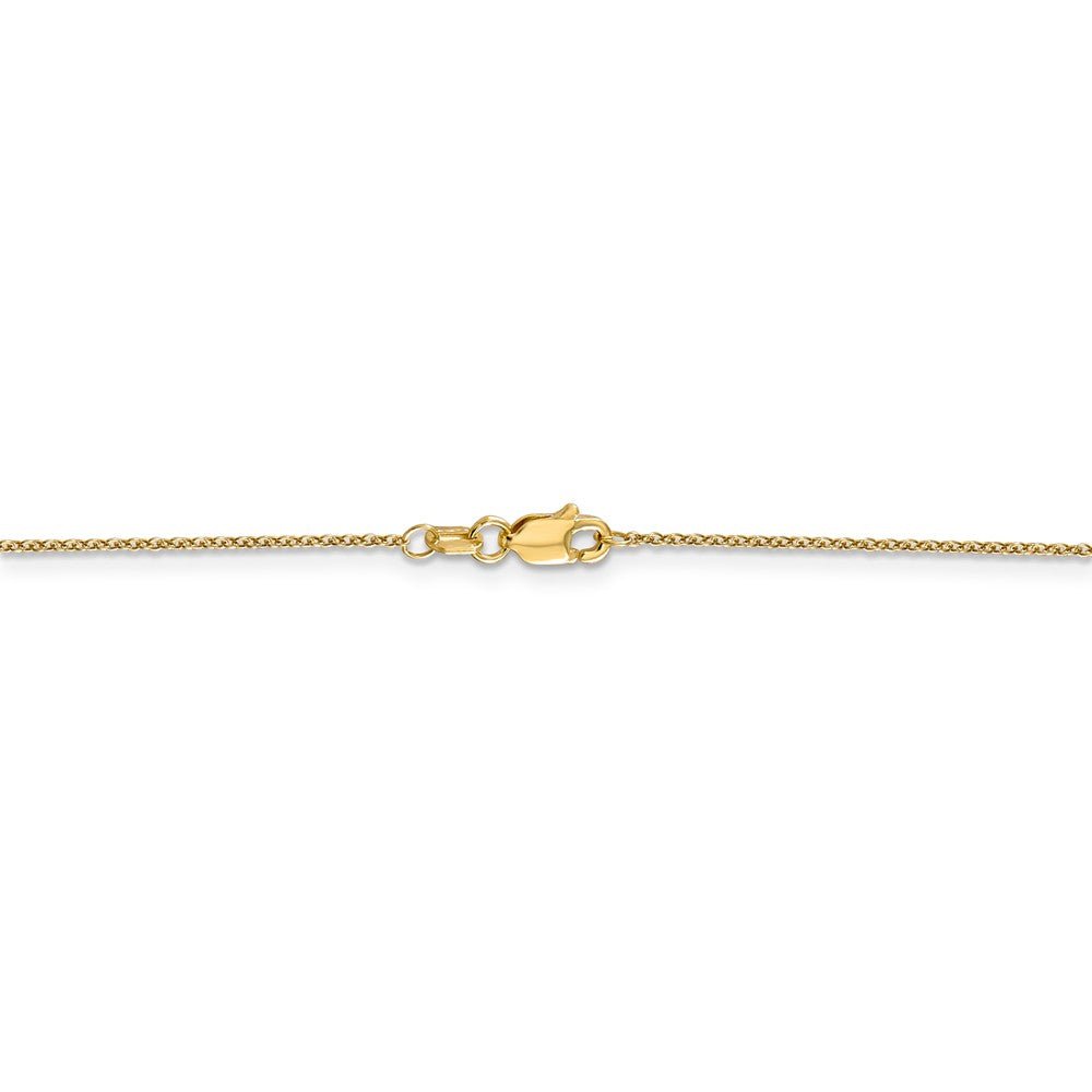 Alternate view of the 0.9mm 14k Yellow Gold Solid Round Cable Chain Necklace by The Black Bow Jewelry Co.
