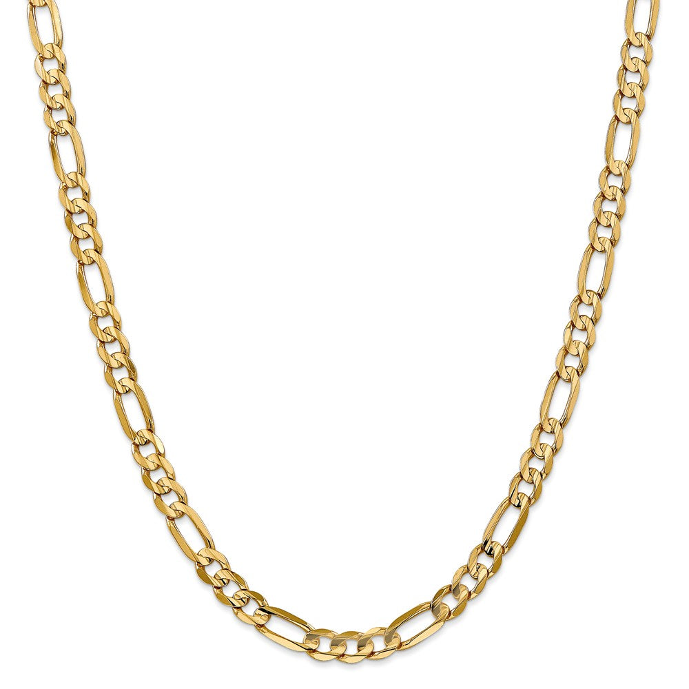 Alternate view of the Men&#39;s 6mm 10K Yellow Gold Solid Concave Figaro Chain Necklace by The Black Bow Jewelry Co.
