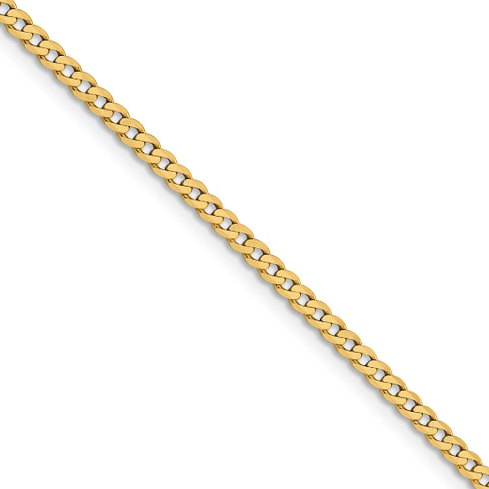 2.25mm 14k Yellow Gold Solid Beveled Curb Chain Necklace, Item C10242 by The Black Bow Jewelry Co.