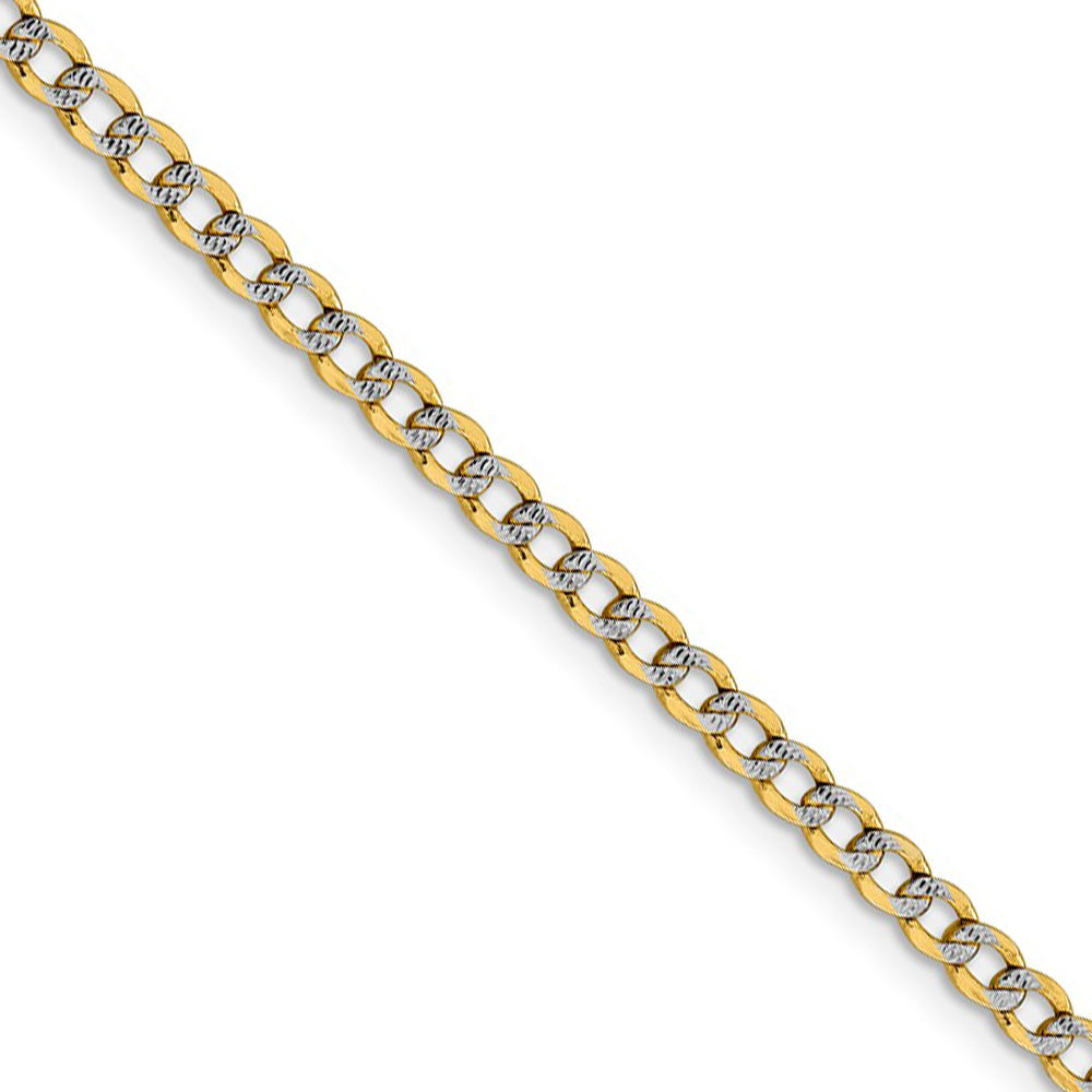 3.4mm 14k Yellow Gold &amp; Rhodium Hollow Pave Curb Chain Necklace, Item C10243 by The Black Bow Jewelry Co.