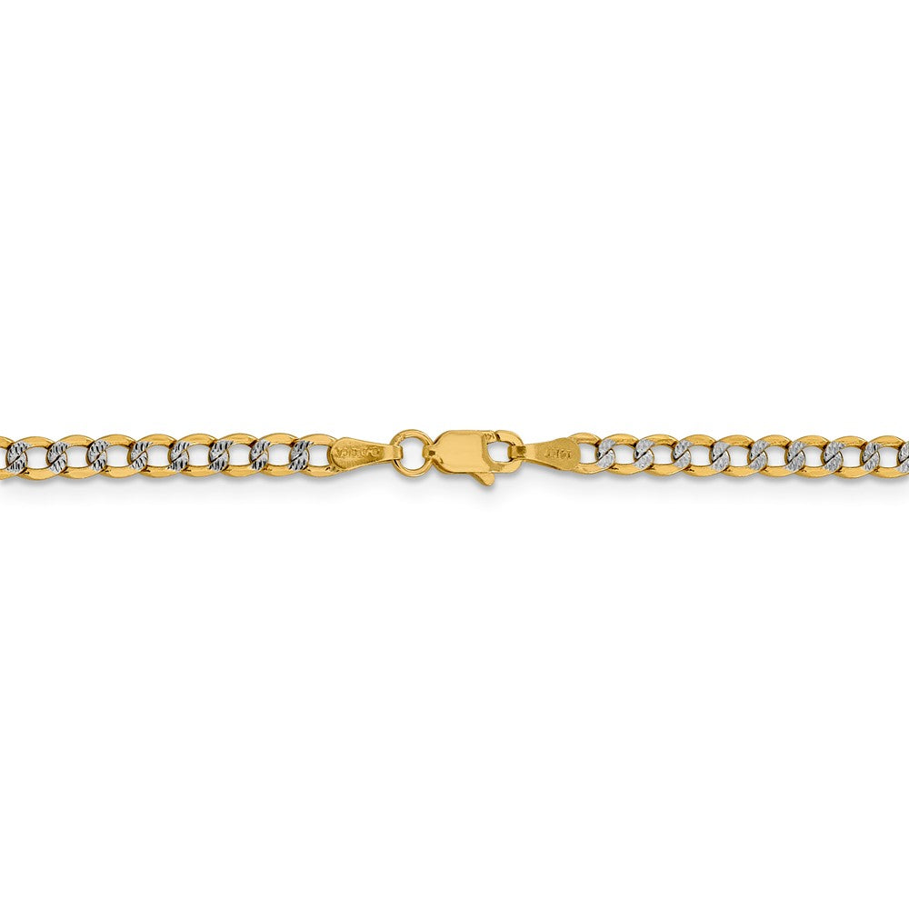 Alternate view of the 3.4mm 14k Yellow Gold &amp; Rhodium Hollow Pave Curb Chain Necklace by The Black Bow Jewelry Co.