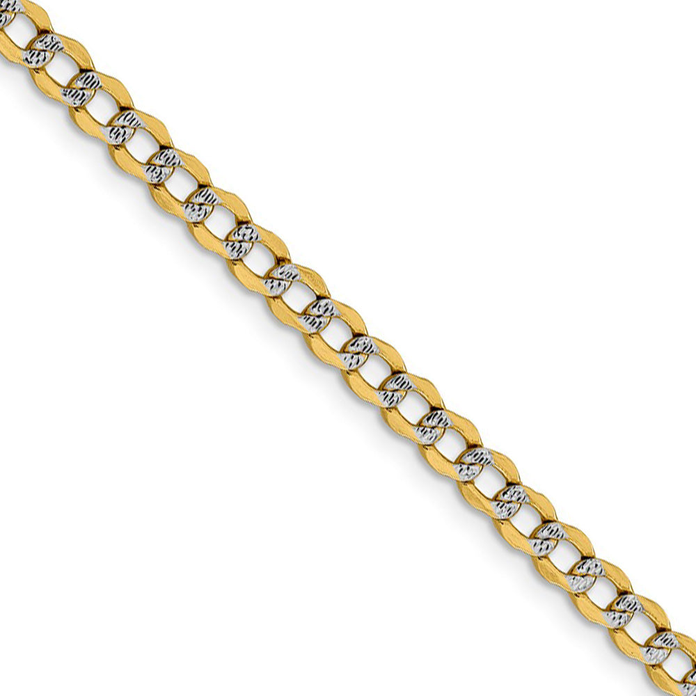 4.25mm 14k Yellow Gold &amp; Rhodium Hollow Pave Curb Chain Necklace, Item C10244 by The Black Bow Jewelry Co.