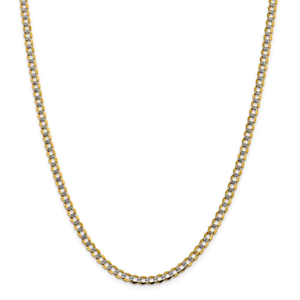 Alternate view of the 4.25mm 14k Yellow Gold &amp; Rhodium Hollow Pave Curb Chain Necklace by The Black Bow Jewelry Co.