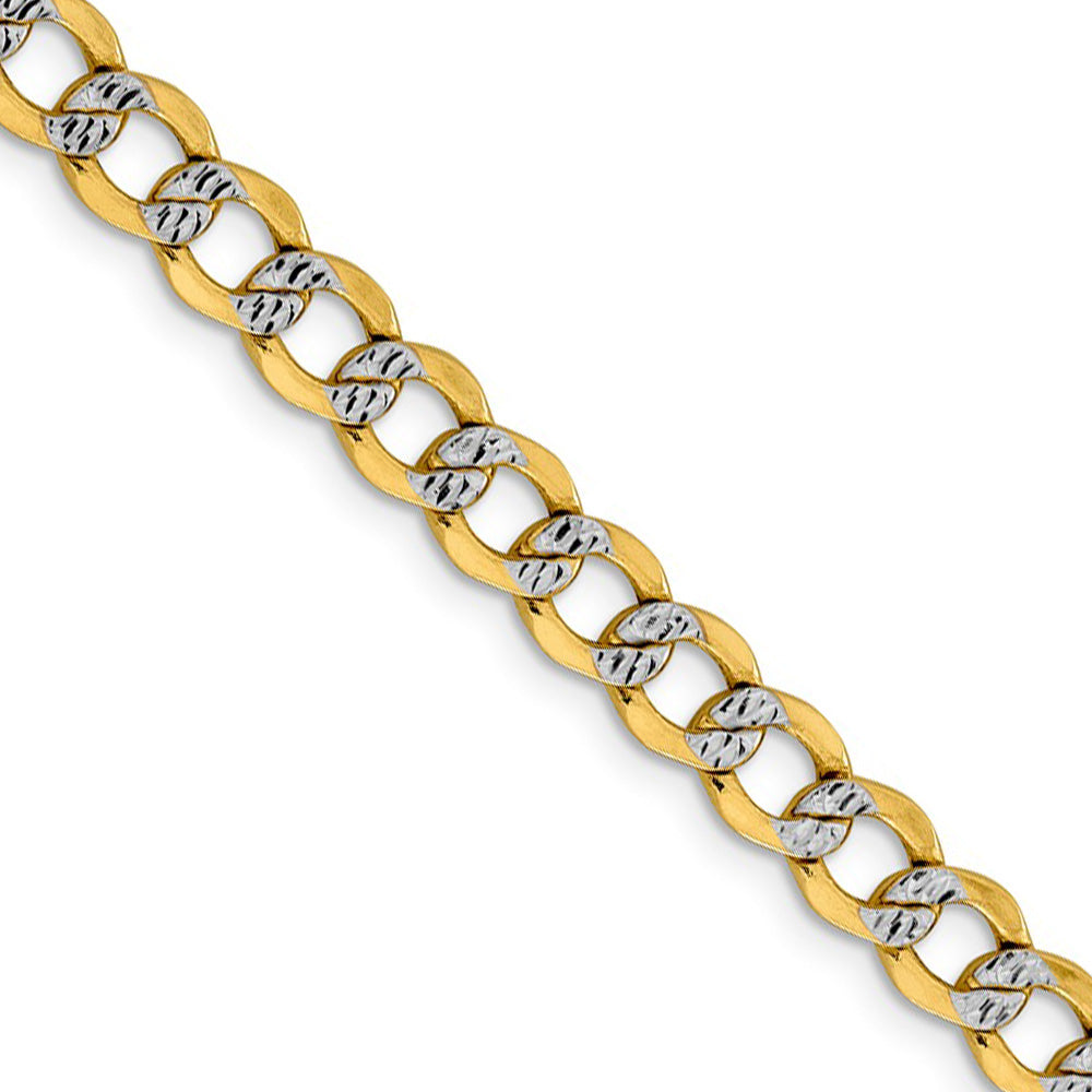 6.75mm 14k Yellow Gold &amp; Rhodium Hollow Pave Curb Chain Necklace, Item C10246 by The Black Bow Jewelry Co.