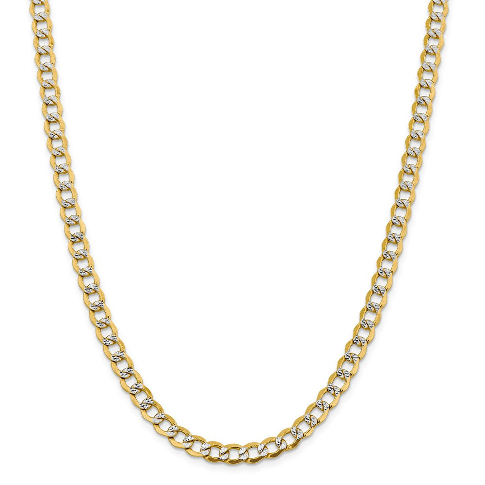 Alternate view of the 6.75mm 14k Yellow Gold &amp; Rhodium Hollow Pave Curb Chain Necklace by The Black Bow Jewelry Co.