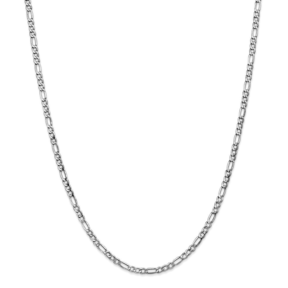 Alternate view of the 3.5mm 14k White Gold Hollow Figaro Chain Necklace by The Black Bow Jewelry Co.