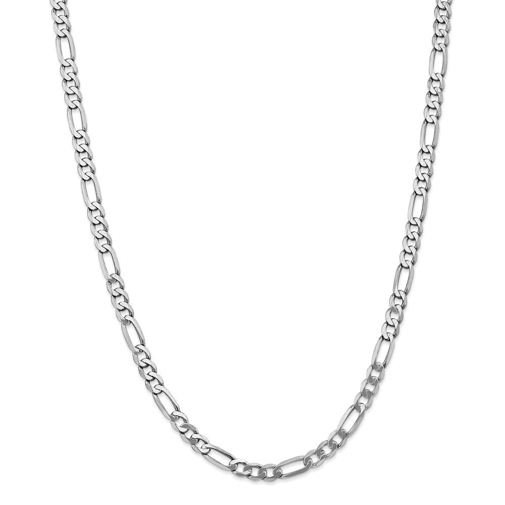 Alternate view of the 5.5mm 14k White Gold Solid Flat Figaro Chain Necklace by The Black Bow Jewelry Co.