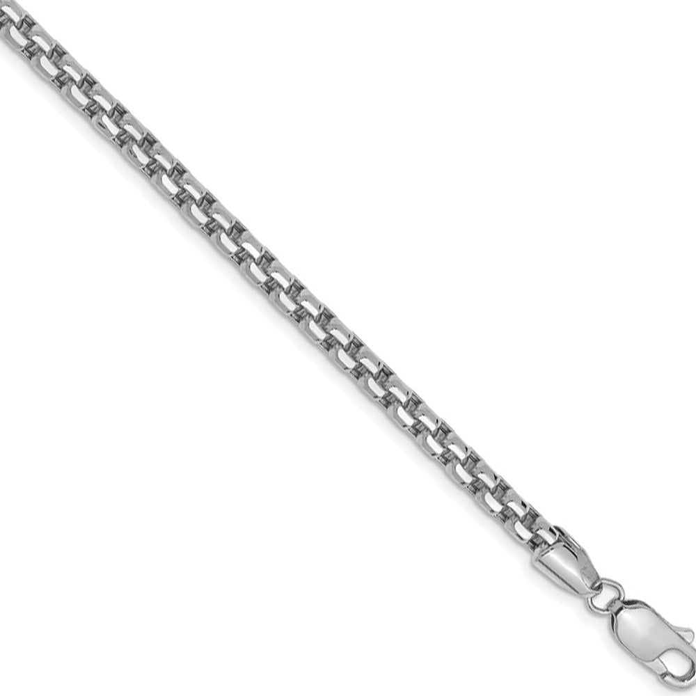 3.5mm 14k White Gold Hollow Round Box Chain Necklace, Item C10267 by The Black Bow Jewelry Co.