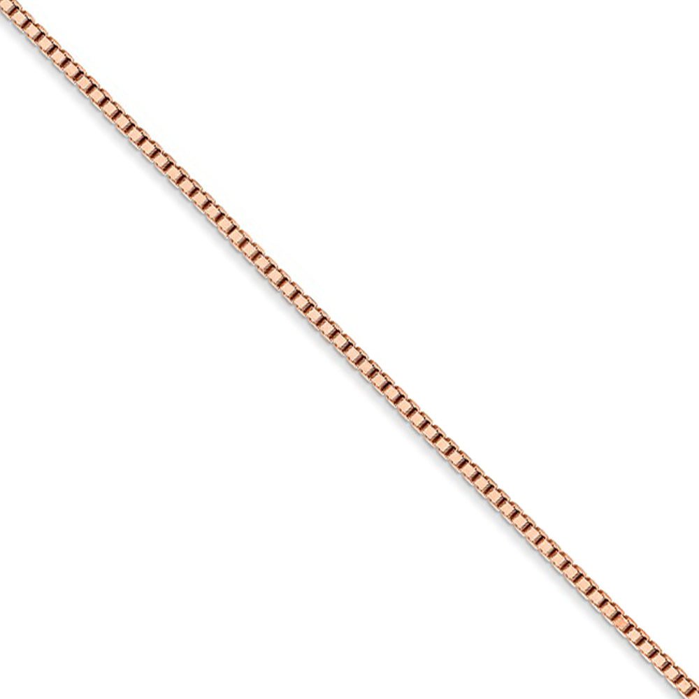 1.3mm 14k Rose Gold Solid Box Chain Necklace - Black Bow Jewelry