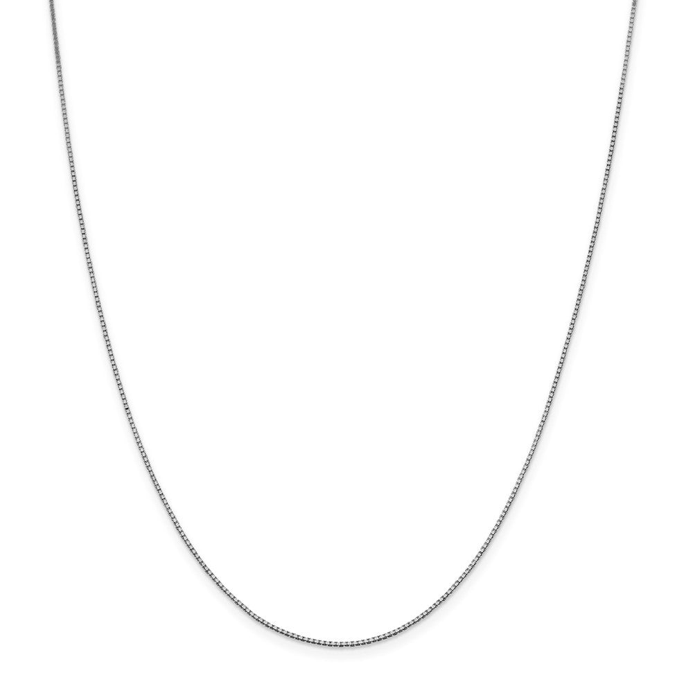 Alternate view of the 0.95mm 14k White Gold Solid Box Chain Necklace by The Black Bow Jewelry Co.