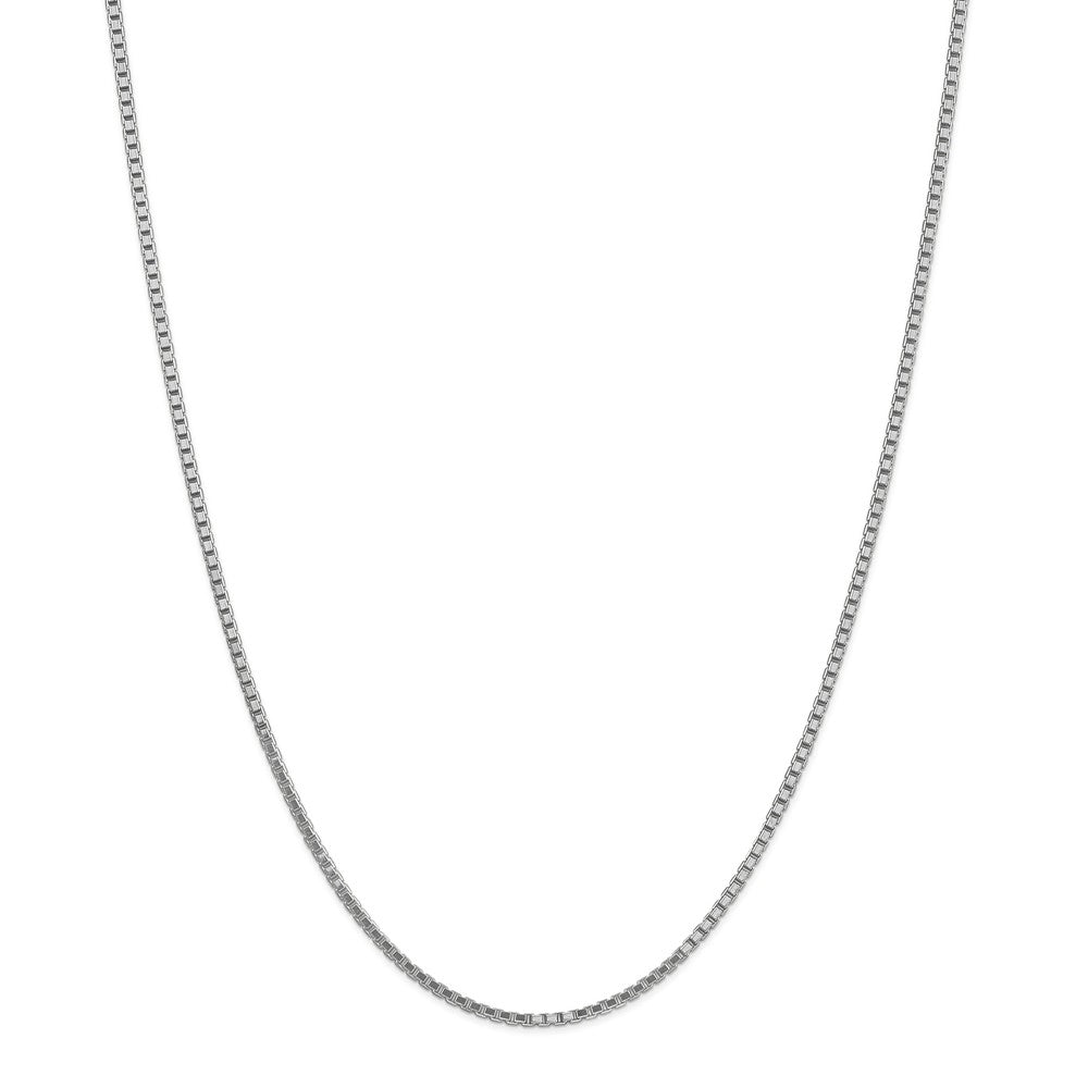 Alternate view of the 1.9mm 14k White Gold Solid Classic Box Chain Necklace by The Black Bow Jewelry Co.