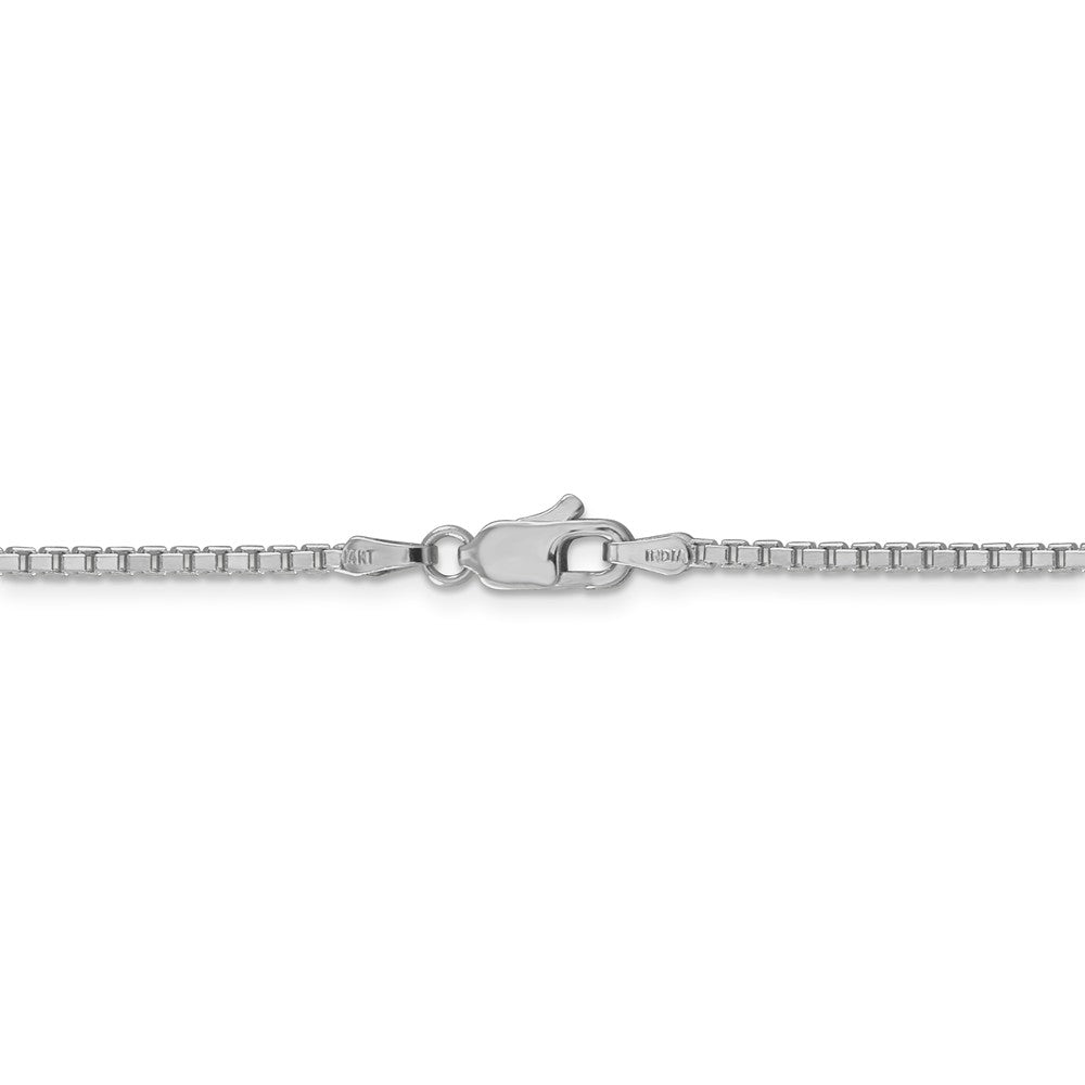 Alternate view of the 1.9mm 14k White Gold Solid Classic Box Chain Necklace by The Black Bow Jewelry Co.