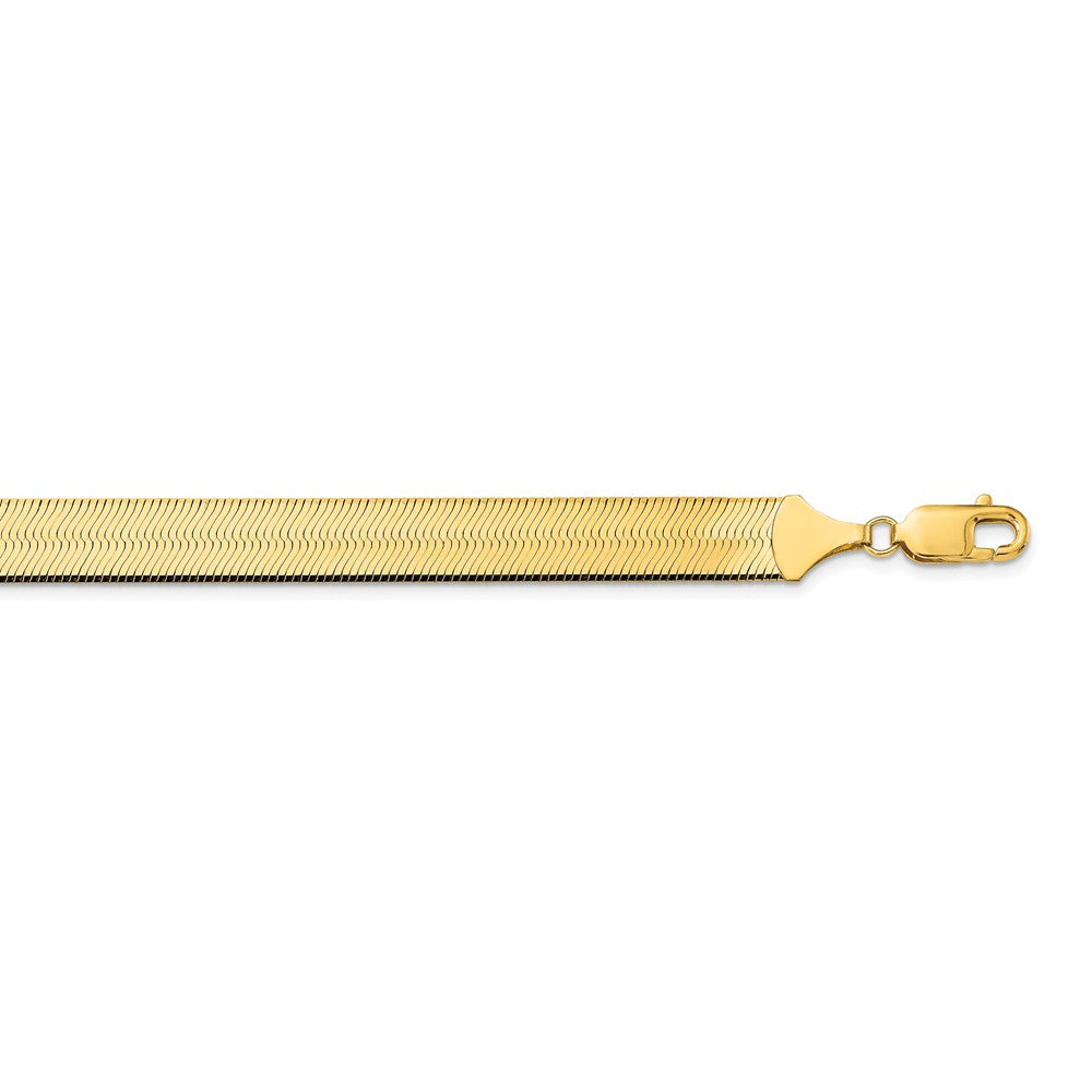 Alternate view of the 10mm 14k Yellow Gold Solid Herringbone Chain Necklace by The Black Bow Jewelry Co.