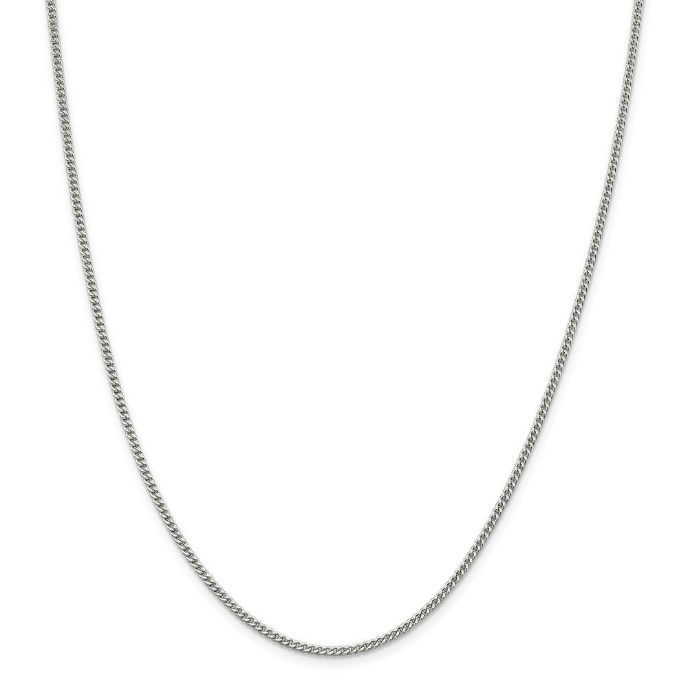Alternate view of the 2mm Rhodium-plated Sterling Silver Solid Curb Chain Necklace by The Black Bow Jewelry Co.