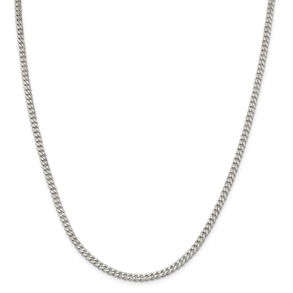 Alternate view of the 3.5mm Rhodium-plated Sterling Silver Solid Curb Chain Necklace by The Black Bow Jewelry Co.
