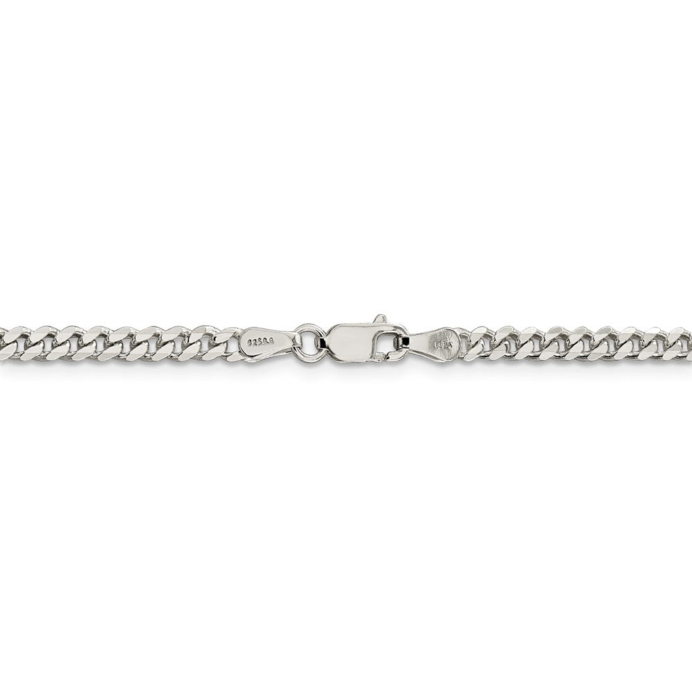 Alternate view of the 3.5mm Rhodium-plated Sterling Silver Solid Curb Chain Necklace by The Black Bow Jewelry Co.
