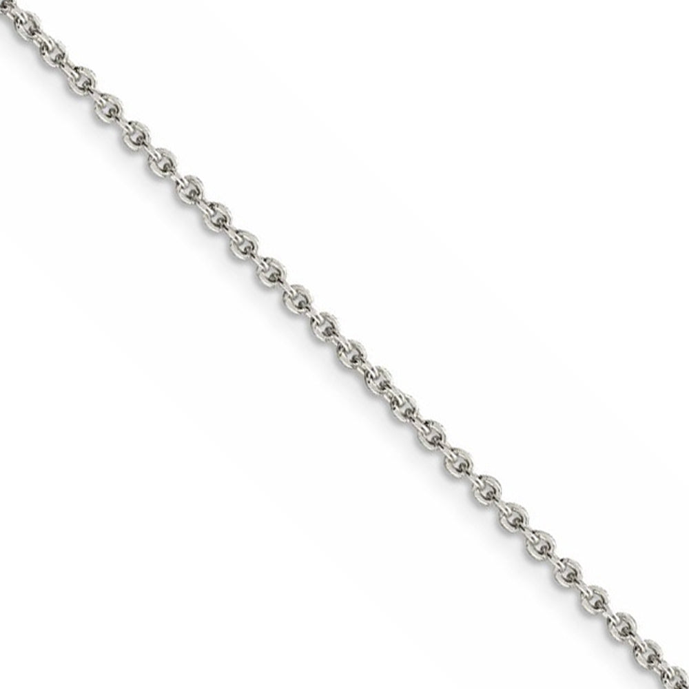 2mm Rhodium Plated Sterling Silver Solid Cable Chain Necklace, Item C10281 by The Black Bow Jewelry Co.