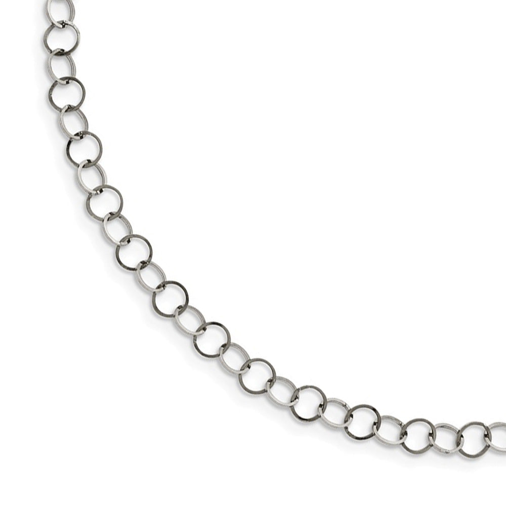 Stainless Steel 5mm Polished Open Circle Cable Chain Necklace, Item C10288 by The Black Bow Jewelry Co.