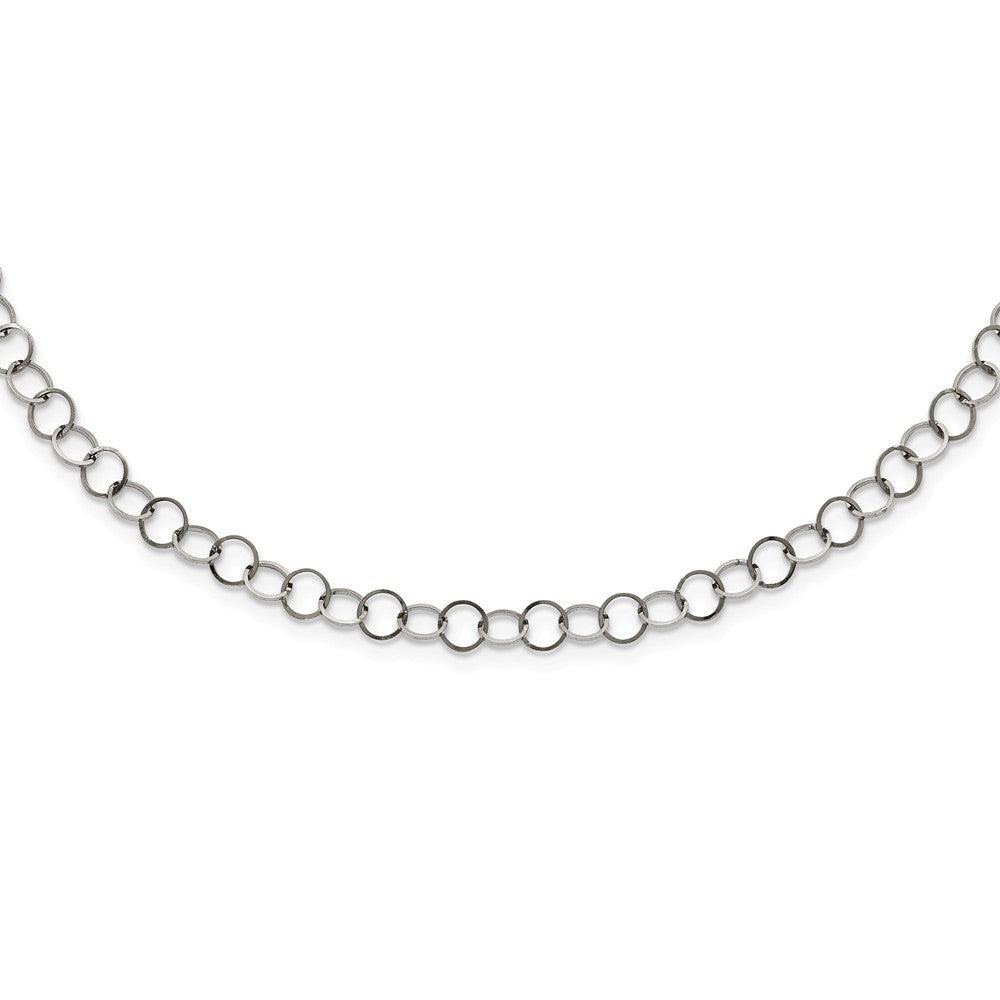 Alternate view of the Stainless Steel 5mm Polished Open Circle Cable Chain Necklace by The Black Bow Jewelry Co.