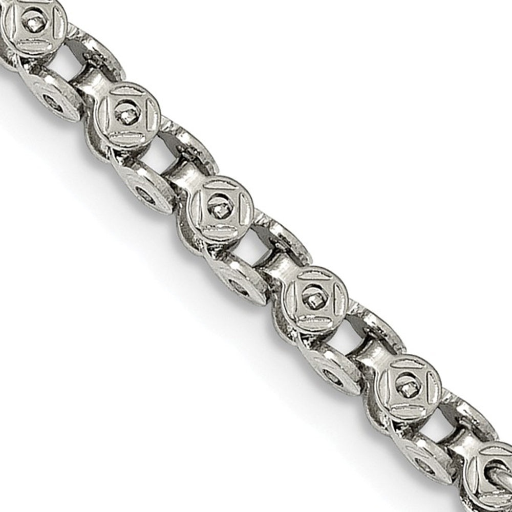 3.75mm Stainless Steel Fancy Circle Link Chain Necklace, Item C10291 by The Black Bow Jewelry Co.