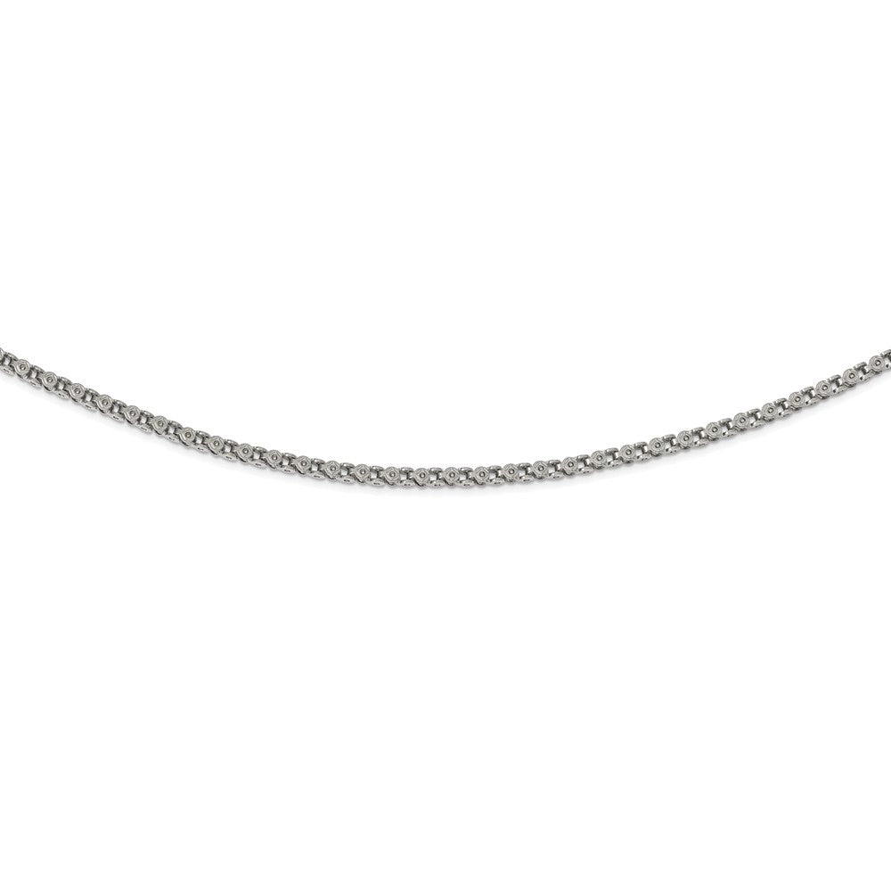 Alternate view of the 3.75mm Stainless Steel Fancy Circle Link Chain Necklace by The Black Bow Jewelry Co.