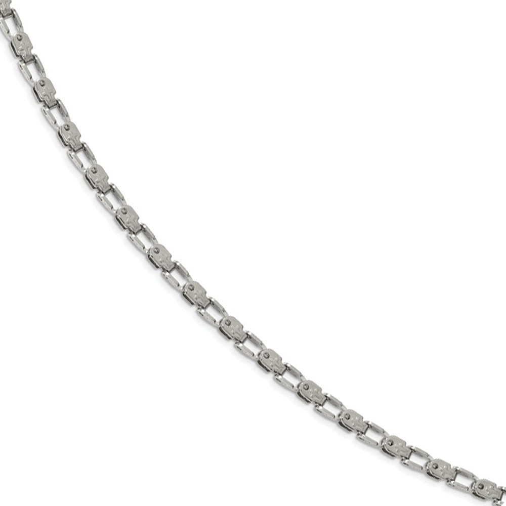 5.5mm Stainless Steel Fancy Open Cross Link Chain Necklace, Item C10296 by The Black Bow Jewelry Co.