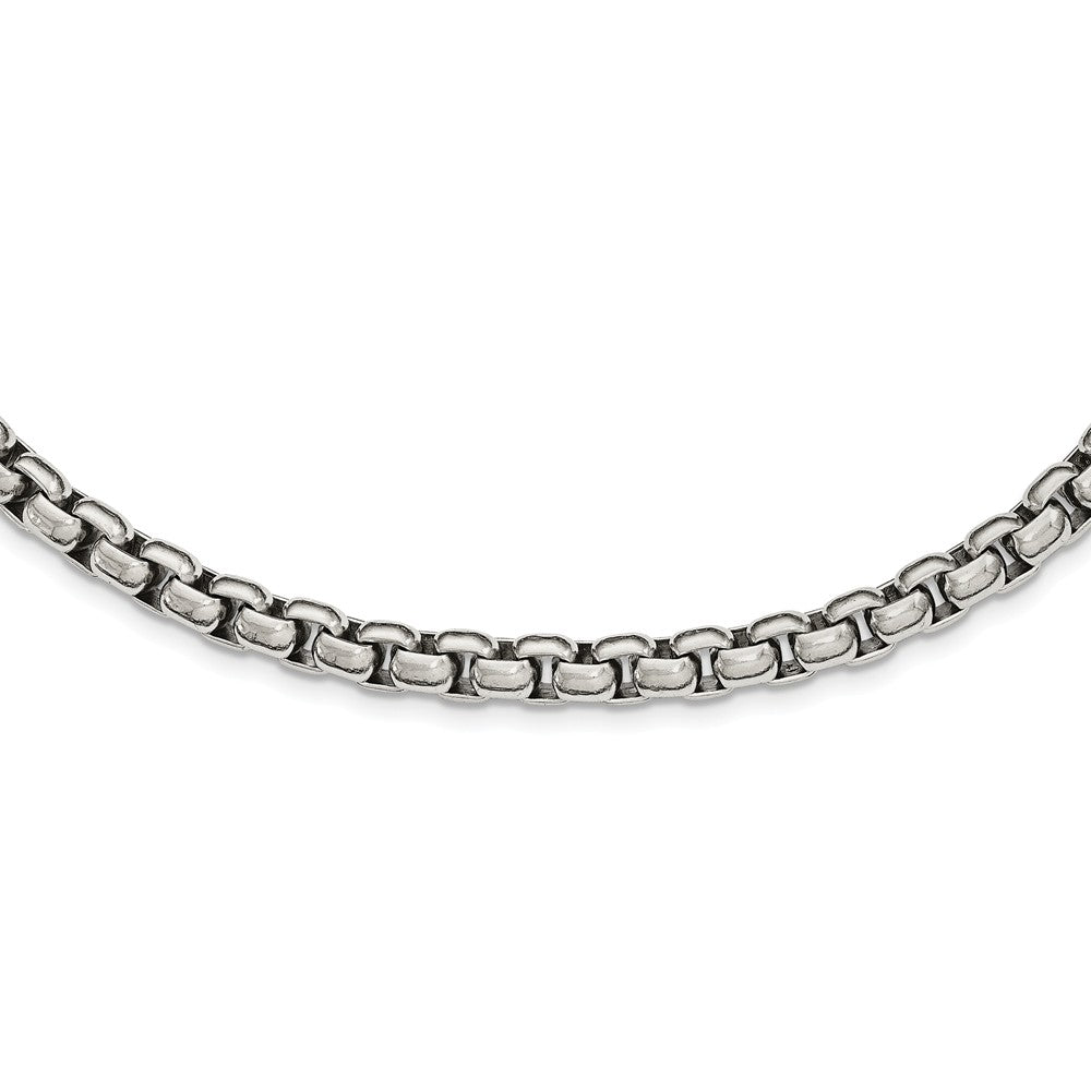 Men&#39;s 5.5mm Stainless Steel Polished Rolo Chain Necklace, 24 Inch, Item C10299 by The Black Bow Jewelry Co.