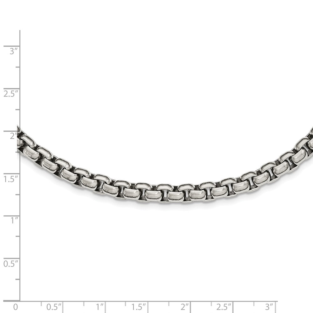 Alternate view of the Men&#39;s 5.5mm Stainless Steel Polished Rolo Chain Necklace, 24 Inch by The Black Bow Jewelry Co.