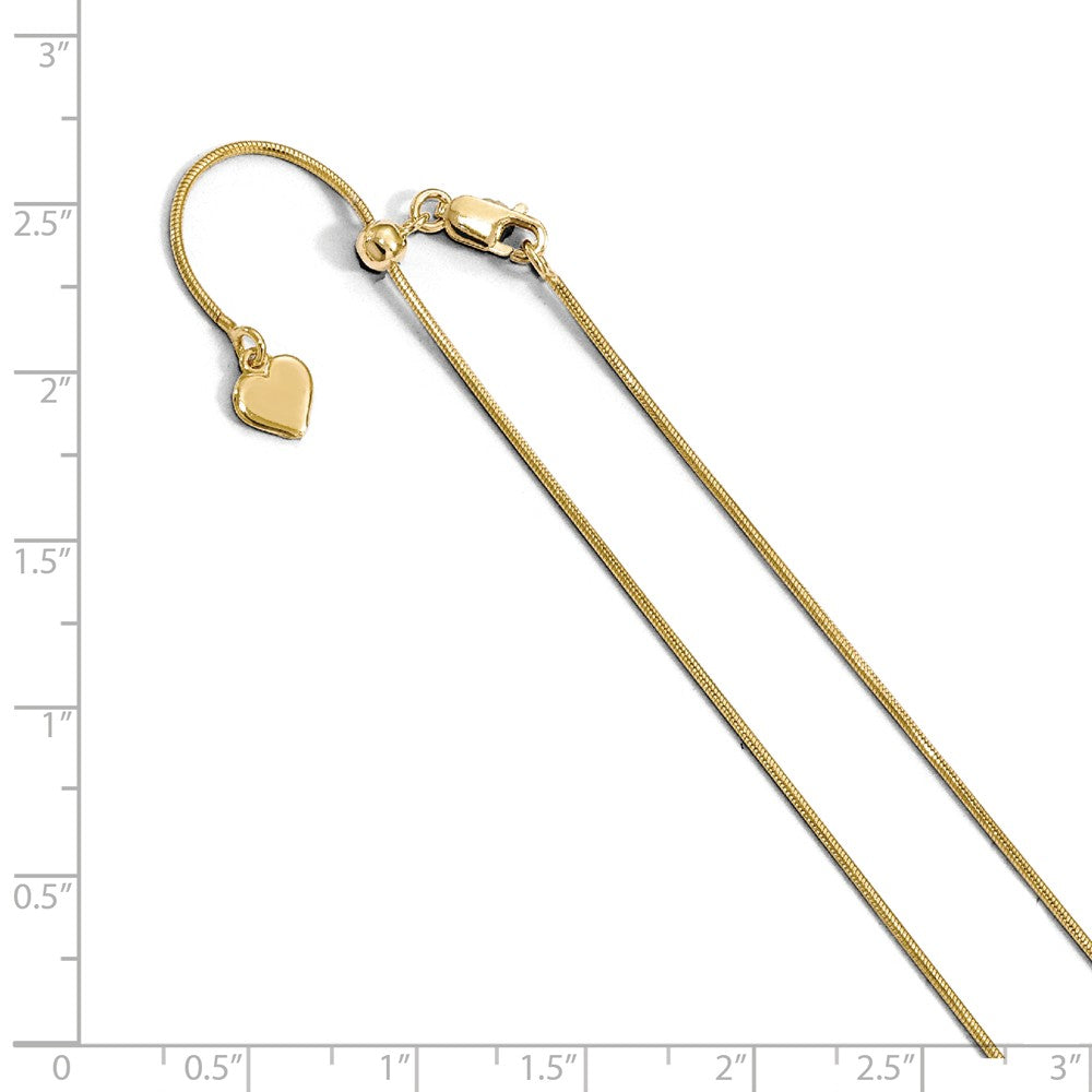 Alternate view of the 1mm Yellow Gold Tone Sterling Silver Adjustable Snake Chain Necklace by The Black Bow Jewelry Co.