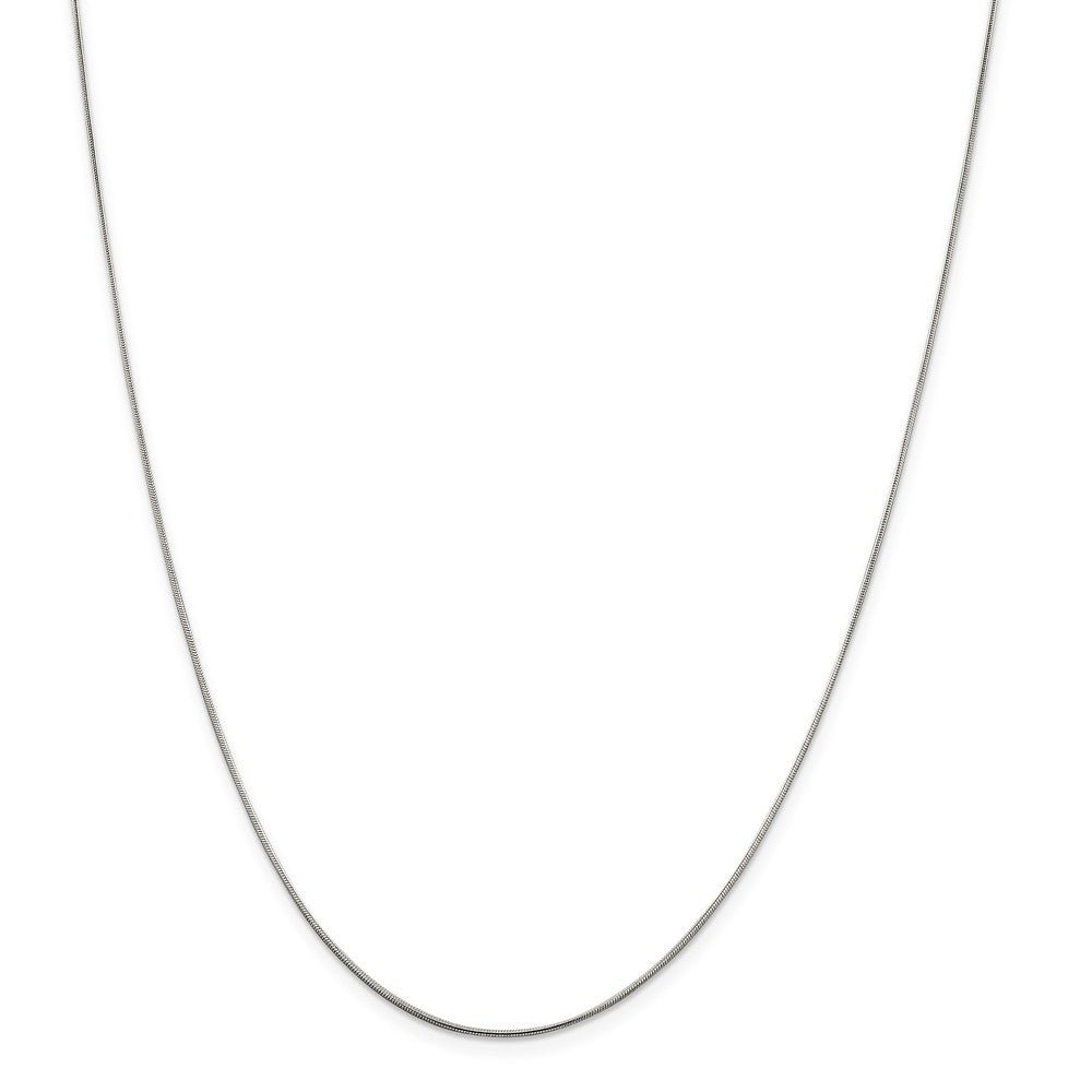 0.8mm Rhodium Plated Sterling Silver Round Snake Chain Necklace, Item C10303 by The Black Bow Jewelry Co.