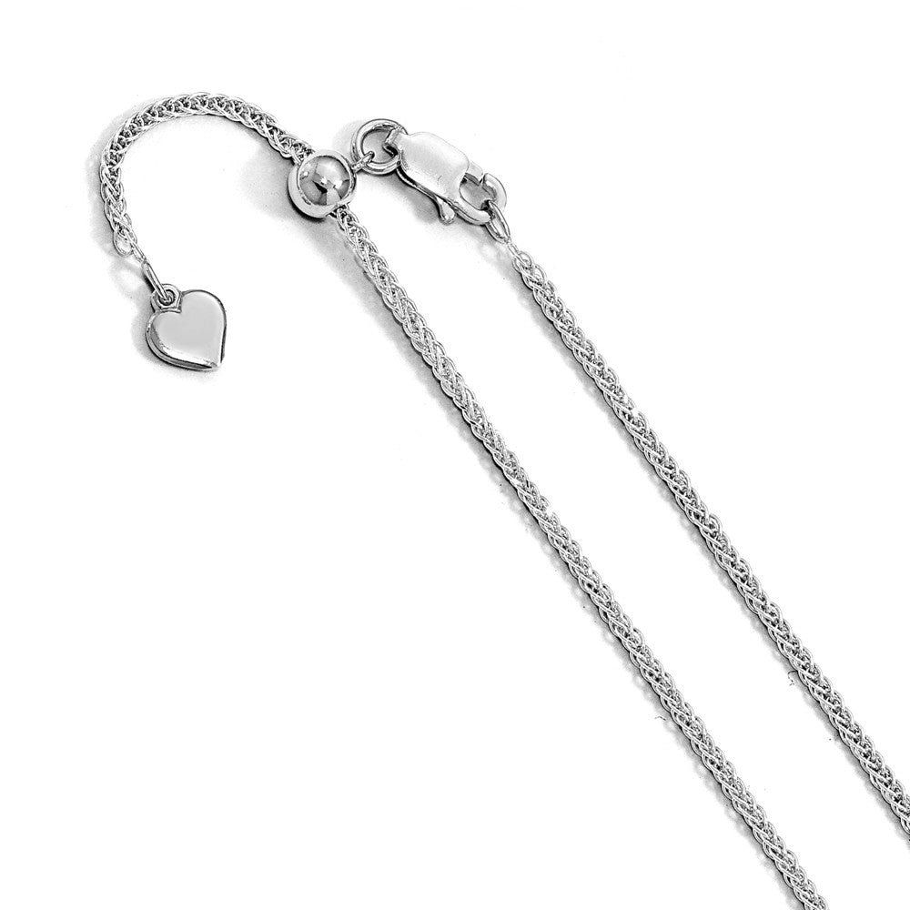 Rope Chain Necklace Sterling Silver Diamond Cut White Gold Look  Rhodium-Plated