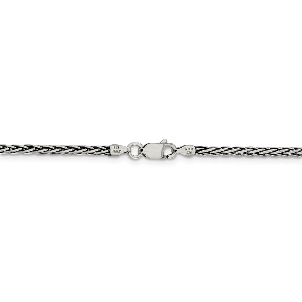 Alternate view of the 2.25mm Sterling Silver Antiqued Solid Square Spiga Chain Necklace by The Black Bow Jewelry Co.