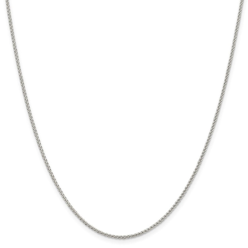 Alternate view of the 1.5mm Rhodium Plated Sterling Silver Round Spiga Chain Necklace by The Black Bow Jewelry Co.