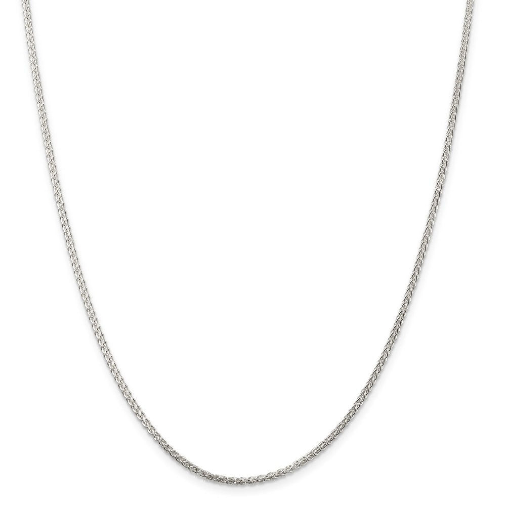 Alternate view of the 1.75mm Rhodium Plated Sterling Silver Solid Round Spiga Chain Necklace by The Black Bow Jewelry Co.