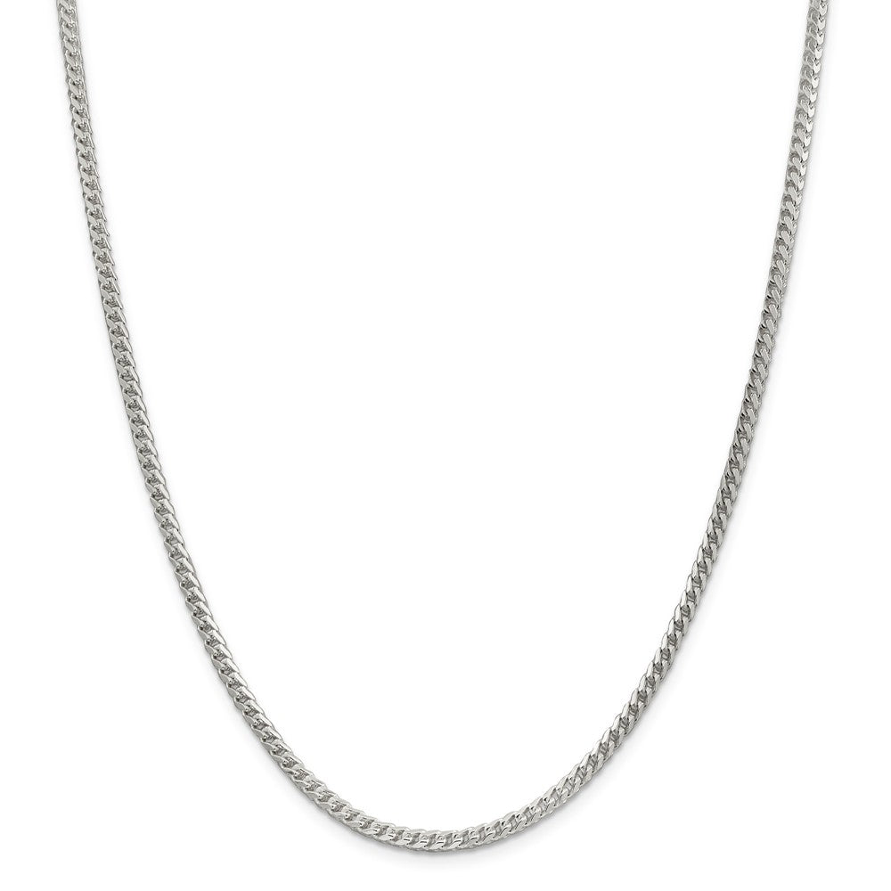 Alternate view of the 3.4mm Sterling Silver Diamond Cut Solid Square Franco Chain Necklace by The Black Bow Jewelry Co.
