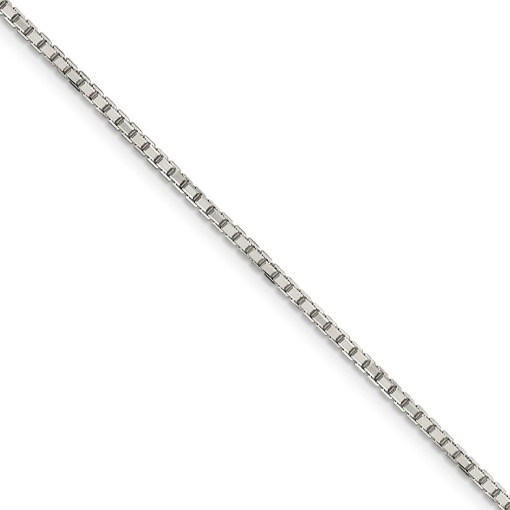 1.7mm Rhodium Plated Sterling Silver Solid D/C Box Chain Necklace, Item C10337 by The Black Bow Jewelry Co.