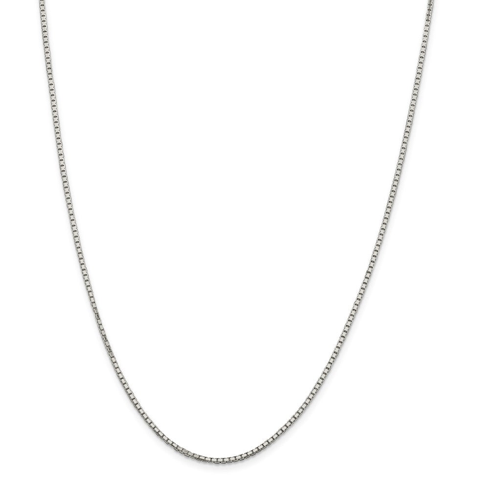 Alternate view of the 1.7mm Rhodium Plated Sterling Silver Solid D/C Box Chain Necklace by The Black Bow Jewelry Co.