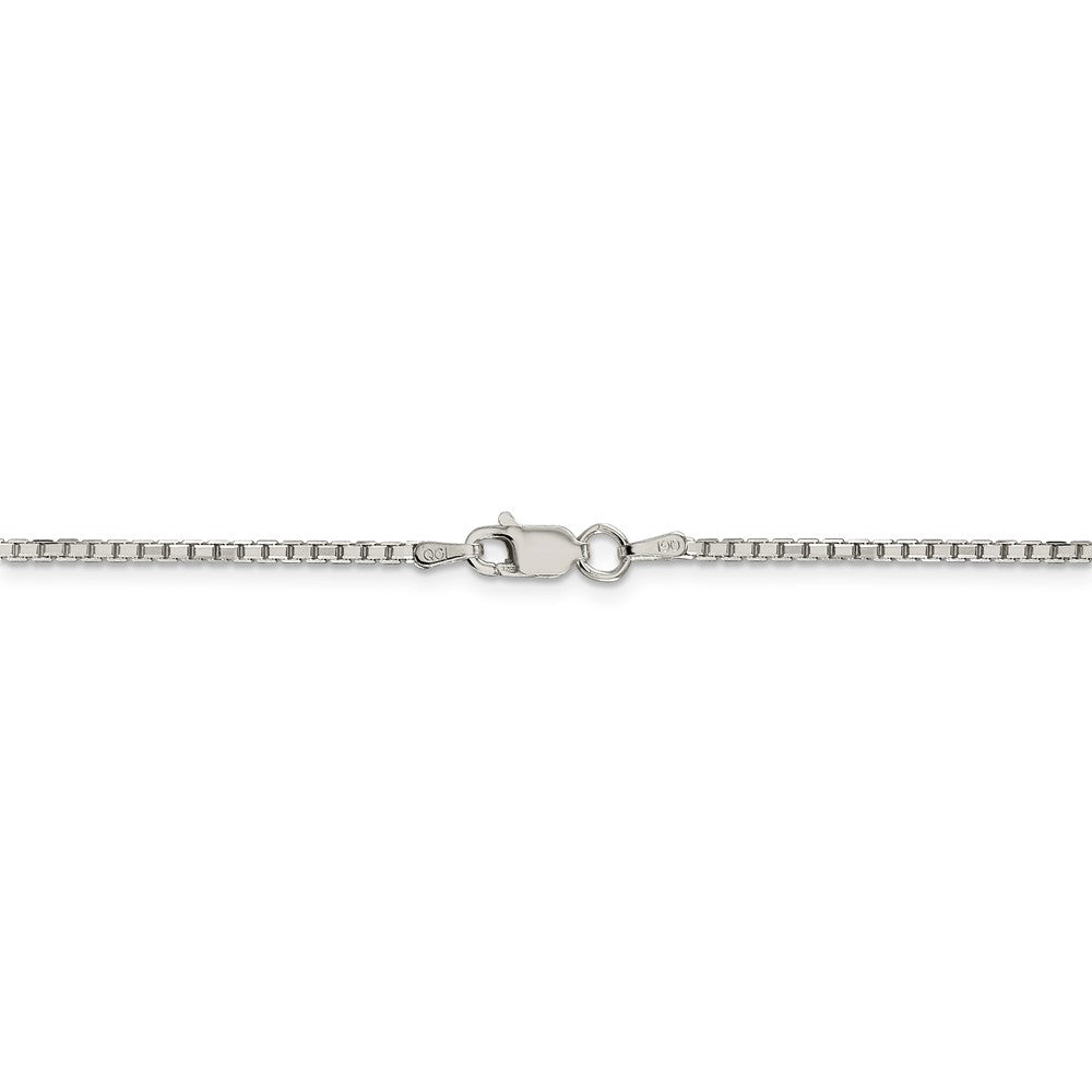 Alternate view of the 1.7mm Rhodium Plated Sterling Silver Solid D/C Box Chain Necklace by The Black Bow Jewelry Co.