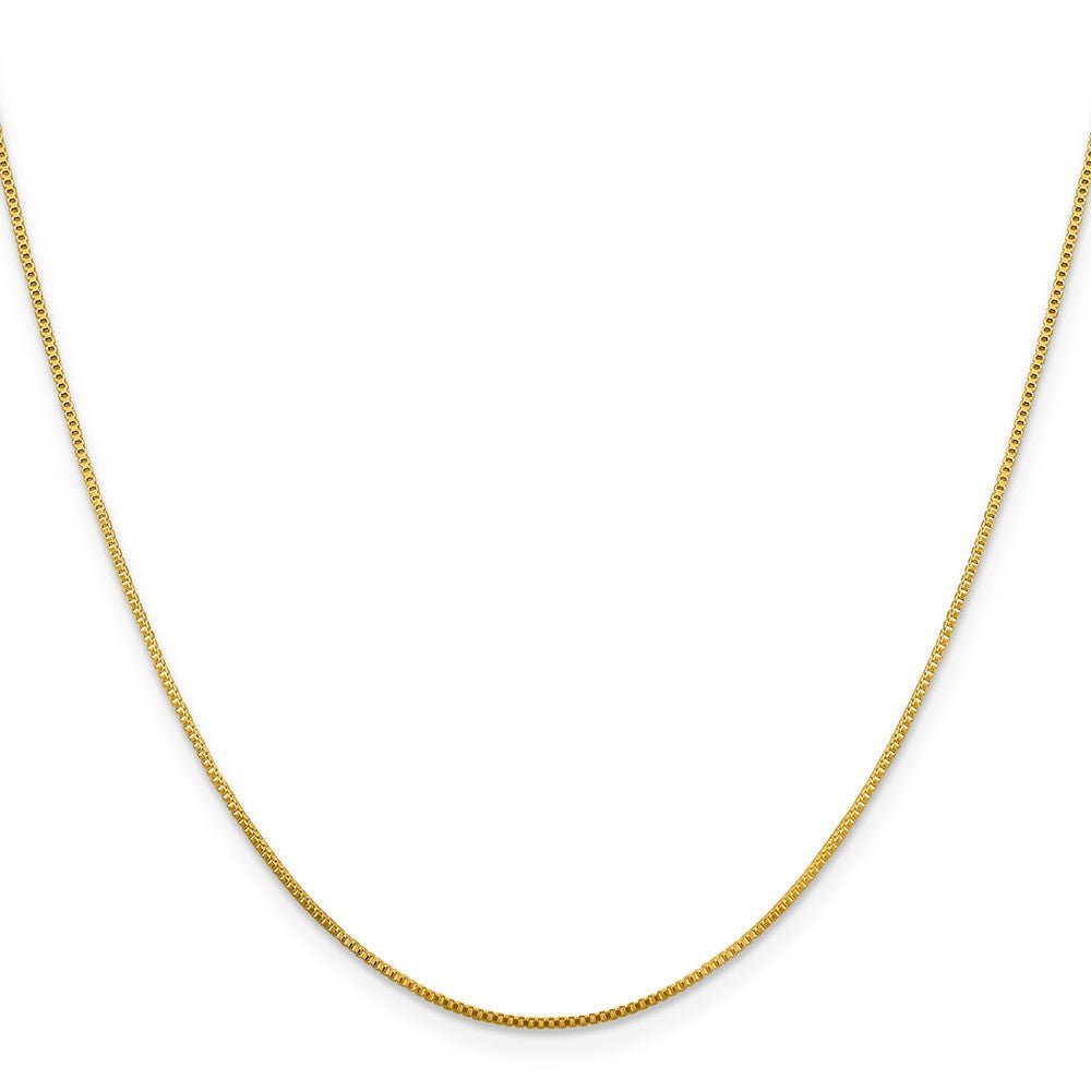 0.8mm Yellow Gold Tone Plated Sterling Silver Solid Box Chain Necklace, Item C10338 by The Black Bow Jewelry Co.