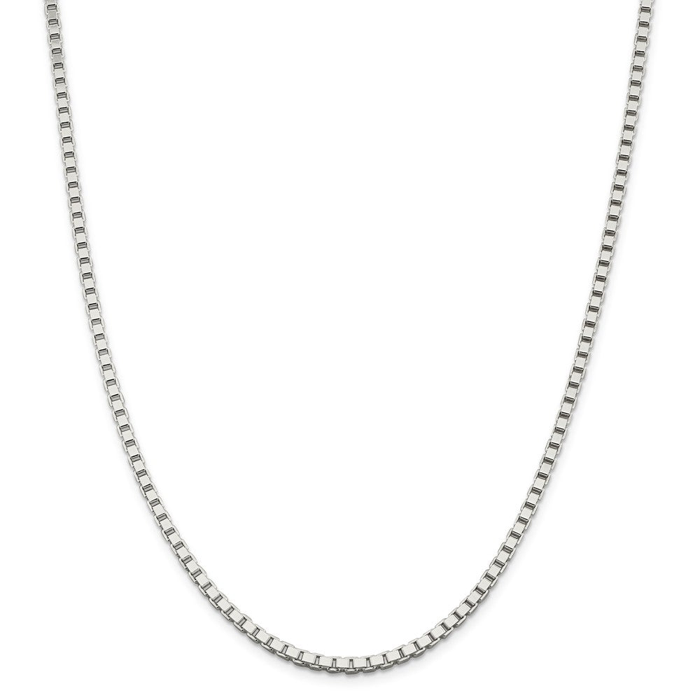 Alternate view of the 3mm Sterling Silver Solid Classic Box Chain Necklace by The Black Bow Jewelry Co.