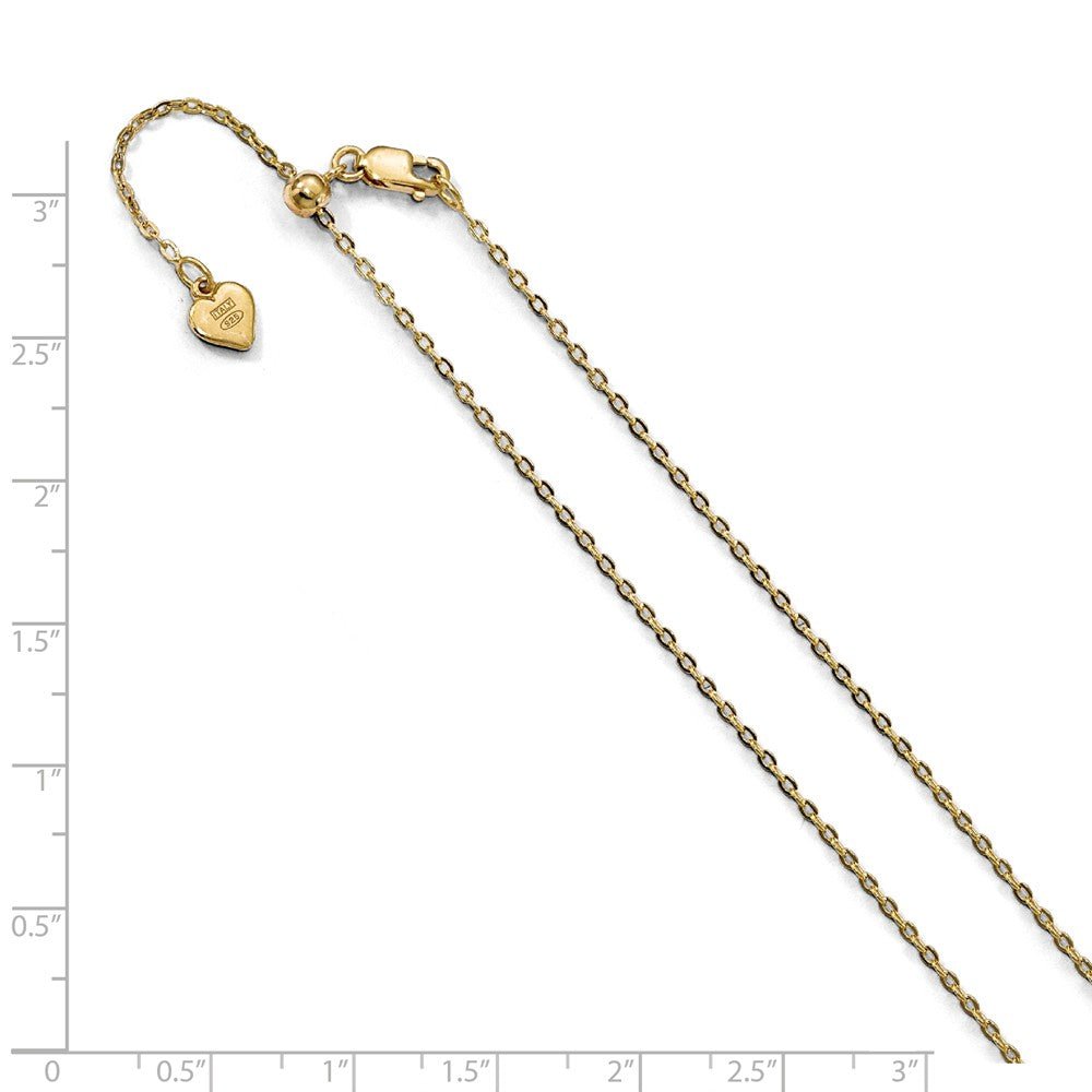 Alternate view of the 1.4mm Gold-Tone Plated Sterling Silver Adjustable Cable Chain Necklace by The Black Bow Jewelry Co.