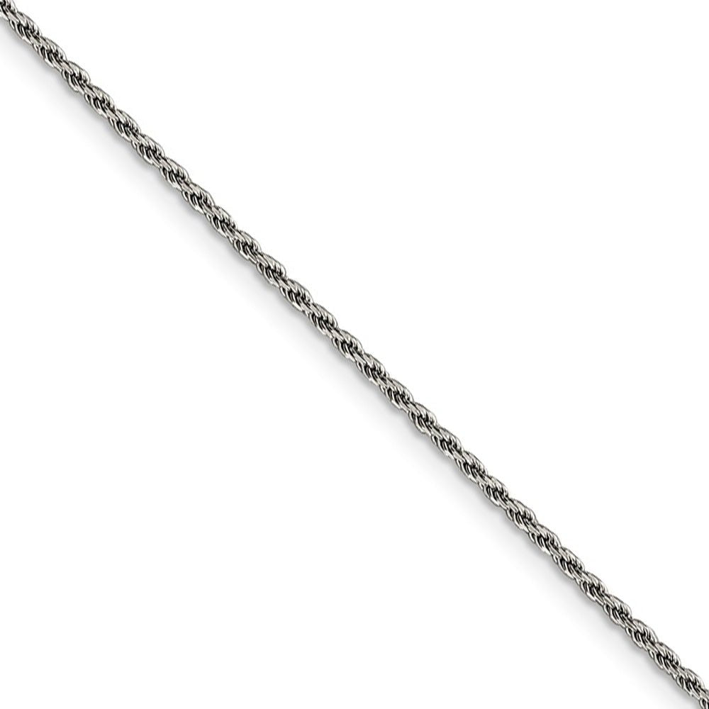 1.5mm Rhodium Plated Sterling Silver Solid D/C Rope Chain Necklace, Item C10370 by The Black Bow Jewelry Co.