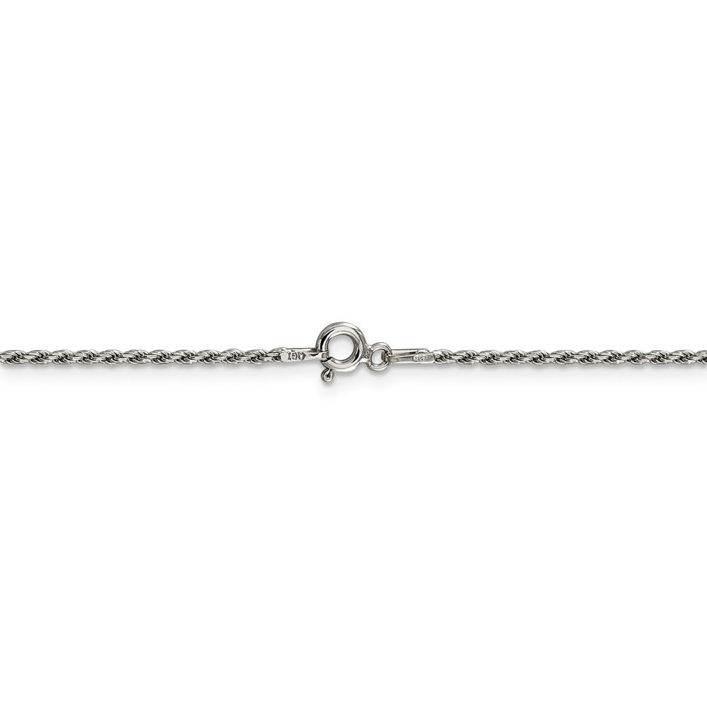 Alternate view of the 1.5mm Rhodium Plated Sterling Silver Solid D/C Rope Chain Anklet by The Black Bow Jewelry Co.
