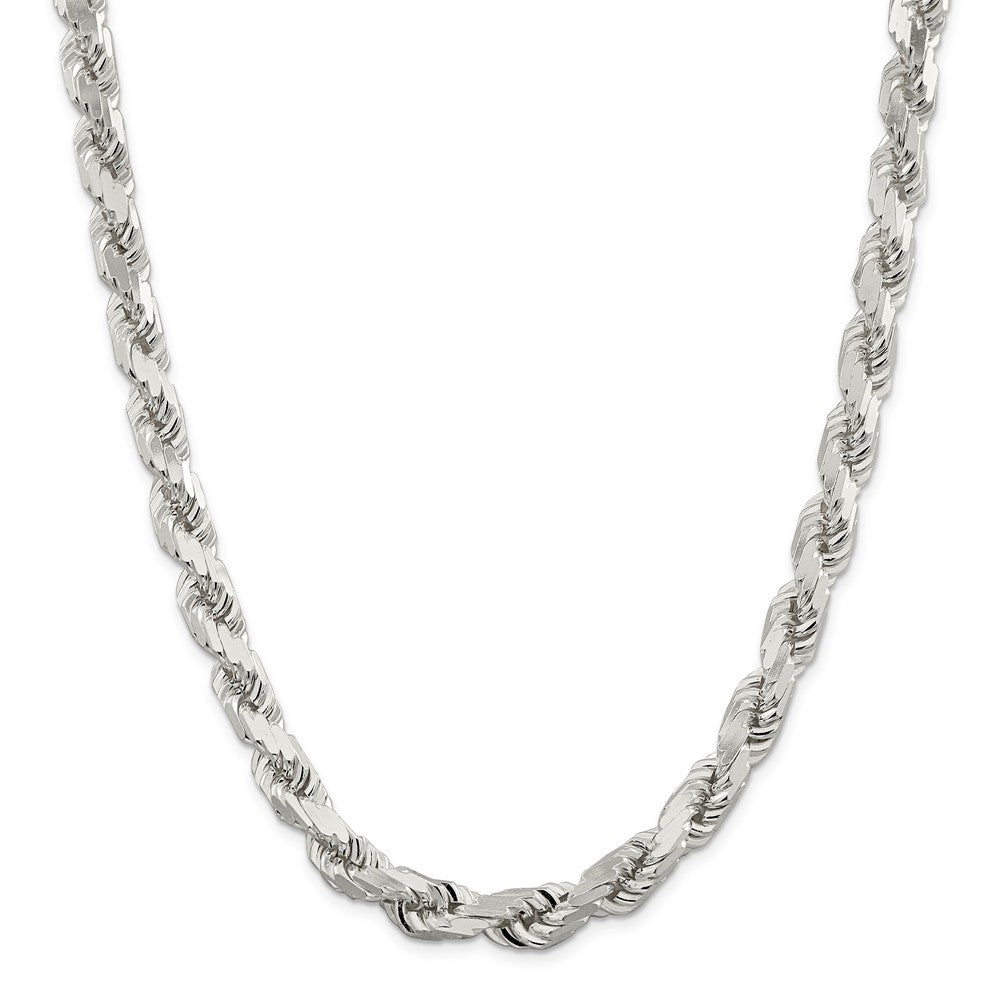 Alternate view of the Men&#39;s 10.25mm Sterling Silver Solid Diamond Cut Rope Chain Necklace by The Black Bow Jewelry Co.