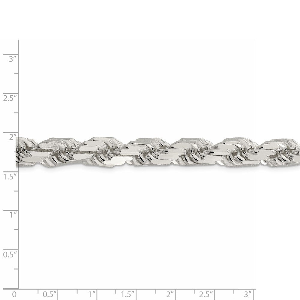 Alternate view of the Men&#39;s 10.25mm Sterling Silver Solid Diamond Cut Rope Chain Necklace by The Black Bow Jewelry Co.