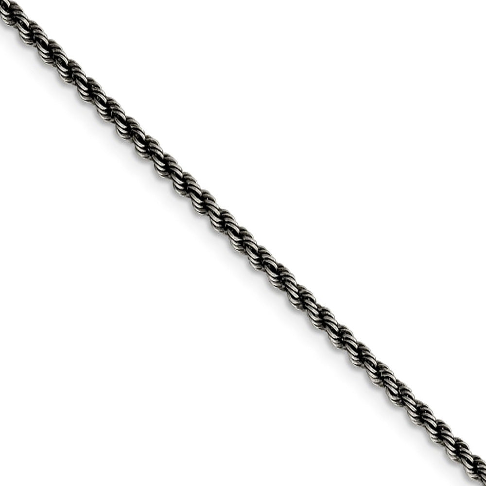 2.3mm Sterling Silver &amp; Black Plated Solid Rope Chain Necklace, Item C10390 by The Black Bow Jewelry Co.