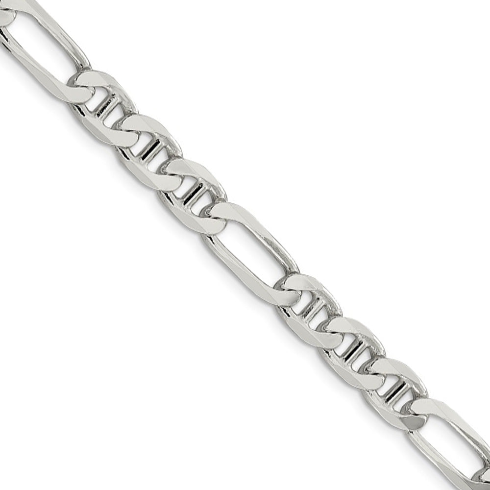 Mens 7.5mm Sterling Silver Solid Figaro Anchor Chain Necklace, Item C10399 by The Black Bow Jewelry Co.