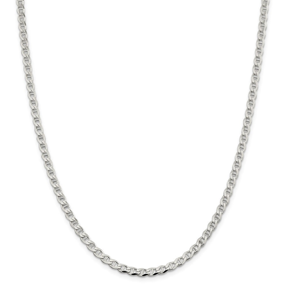 Alternate view of the 4.1mm Sterling Silver Solid Flat Cuban Anchor Chain Necklace by The Black Bow Jewelry Co.