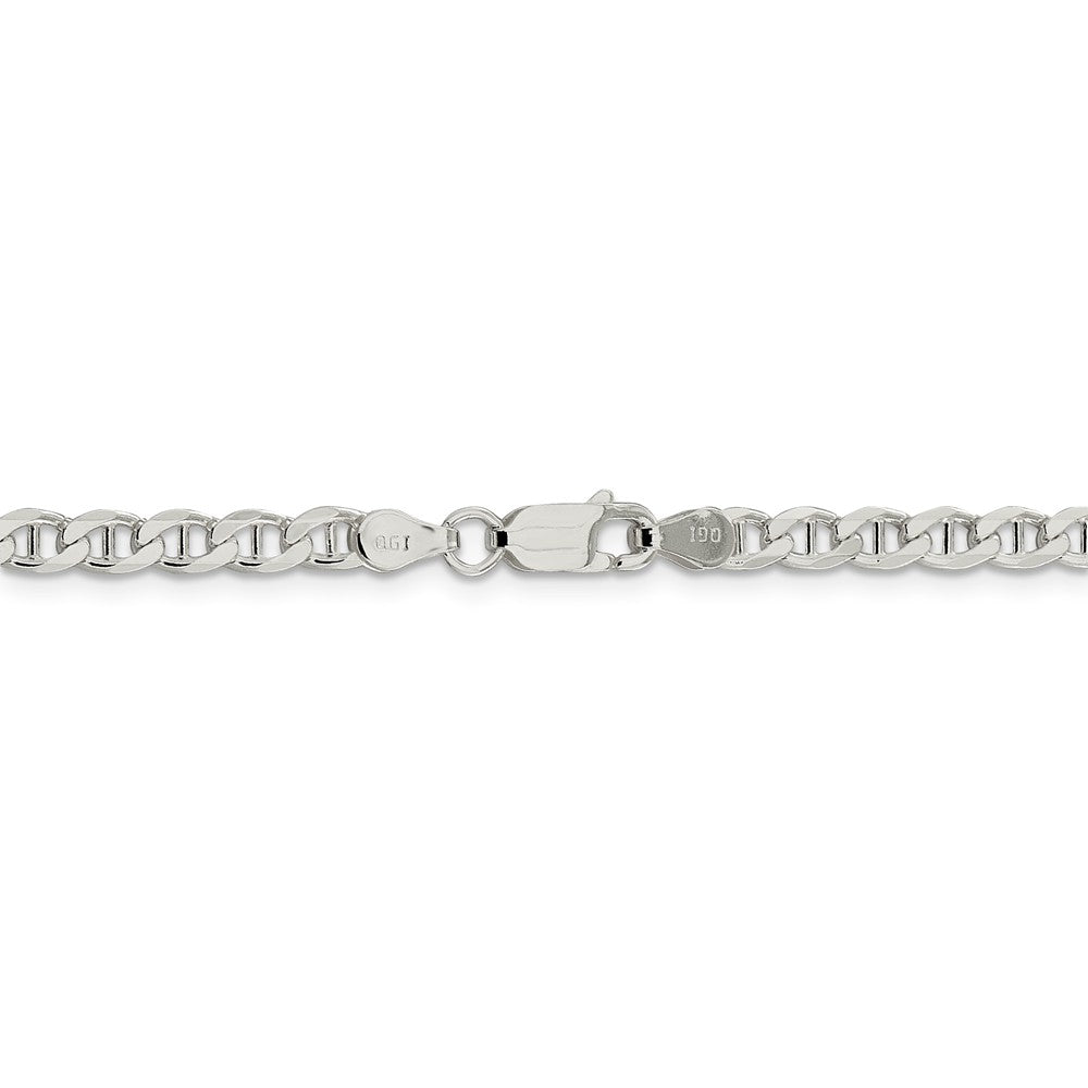 Alternate view of the 4.1mm Sterling Silver Solid Flat Cuban Anchor Chain Necklace by The Black Bow Jewelry Co.